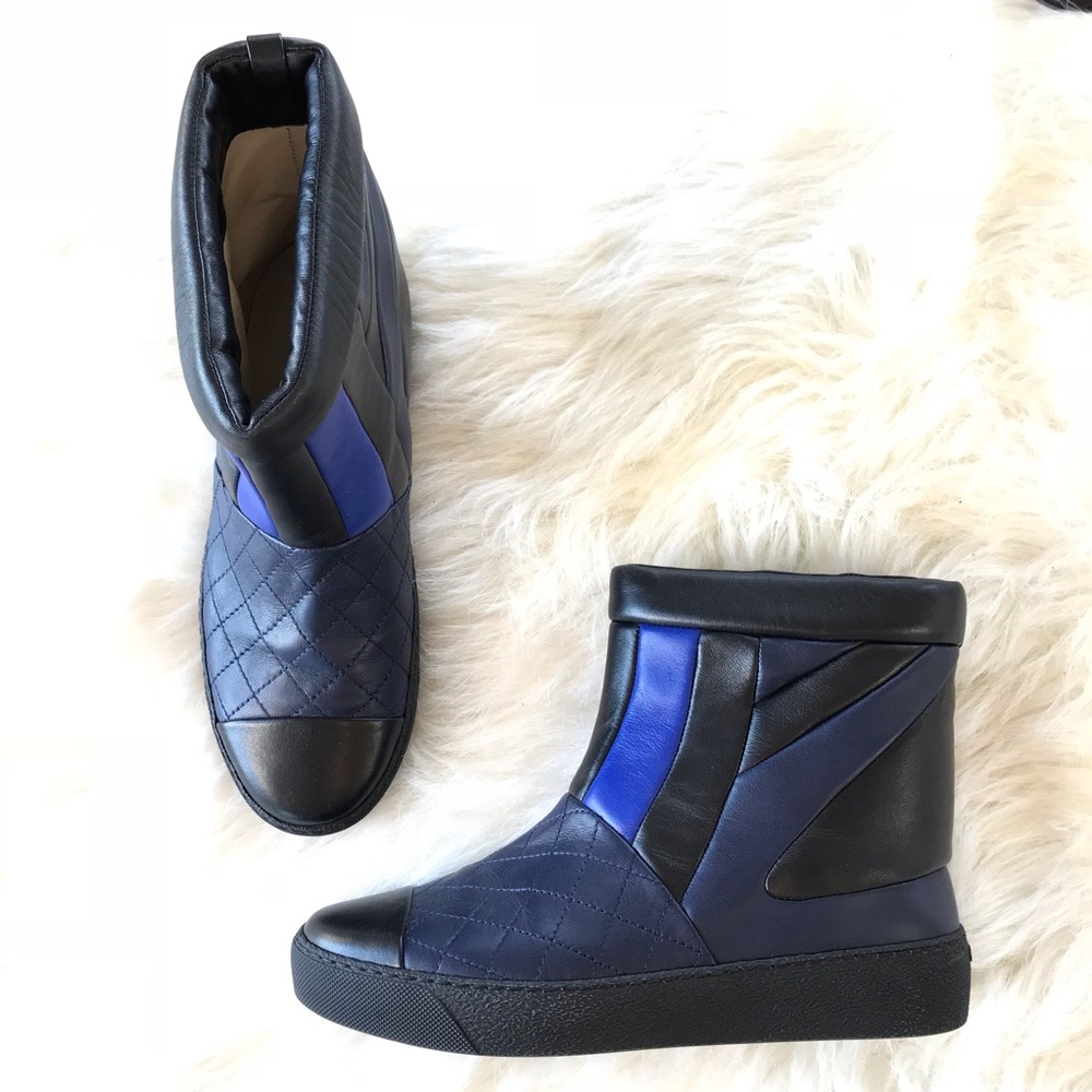 Chanel quilted leather sneaker style ankle boots